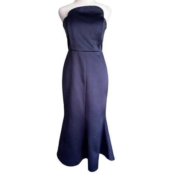 Elliatt Formal Dress Navy Satin Mermaid Revolve Size Small Fitted‎ NWT - Picture 1 of 13